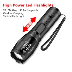 Portable Powerful XML-T6 LED Flashlight Waterproof Lantern Torch Use 18650 Rechargeable Battery Camp in Pakistan