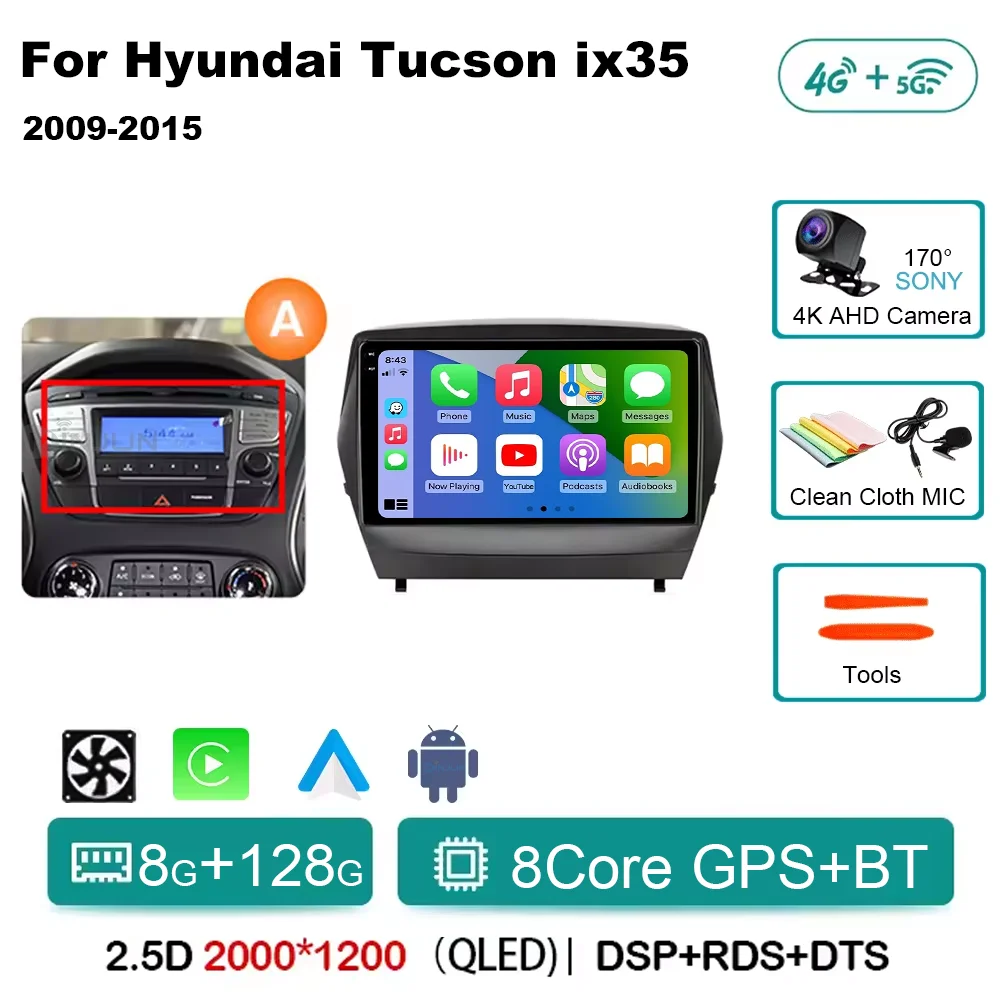 

Android 14 Carplay авто радио мультимедийный плеер для Hyundai Tucson 2 IX35 2009-2015 Qualcomm авторадио GPS стерео головное устройство