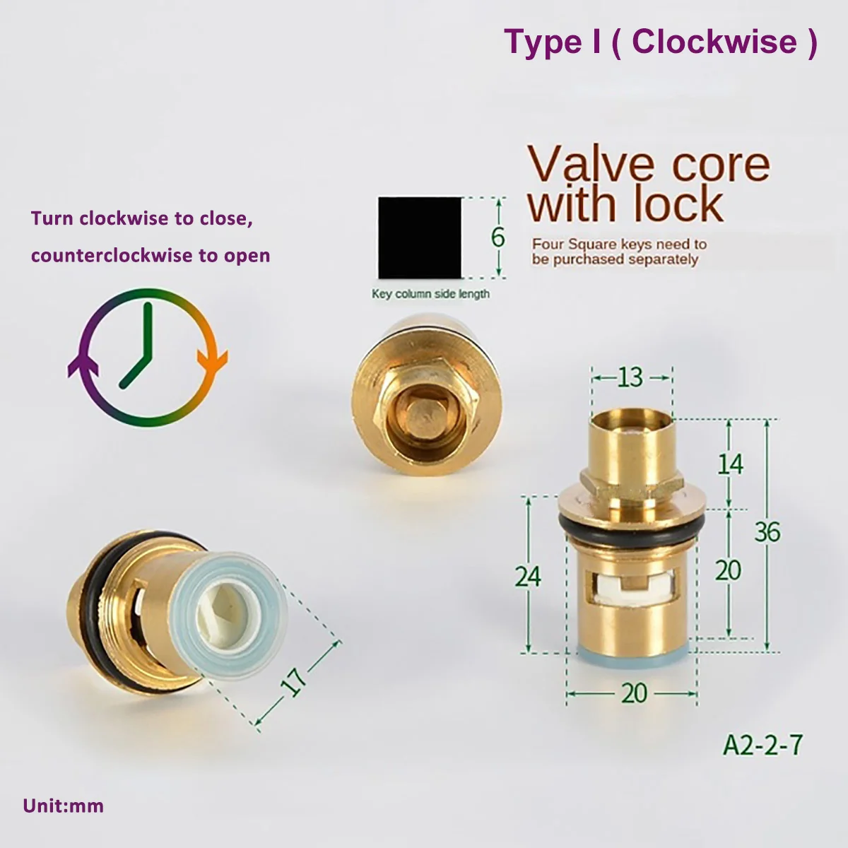 

Универсальные крановые клапаны, латунный Керамический дисковый картридж, внутренний кран для ванной, кухни, вращение по часовой стрелке/против часовой стрелки