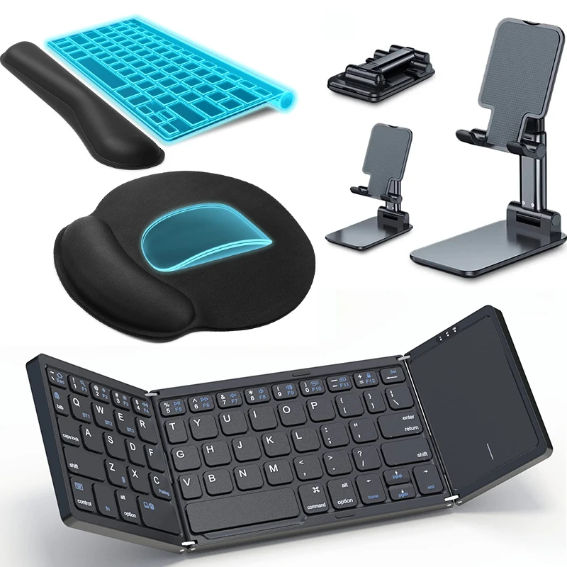 

Foldable Bluetooth keyboard Portable wireless keyboard with touchpad Pocket keyboard send mouse pad Send phone stand combination