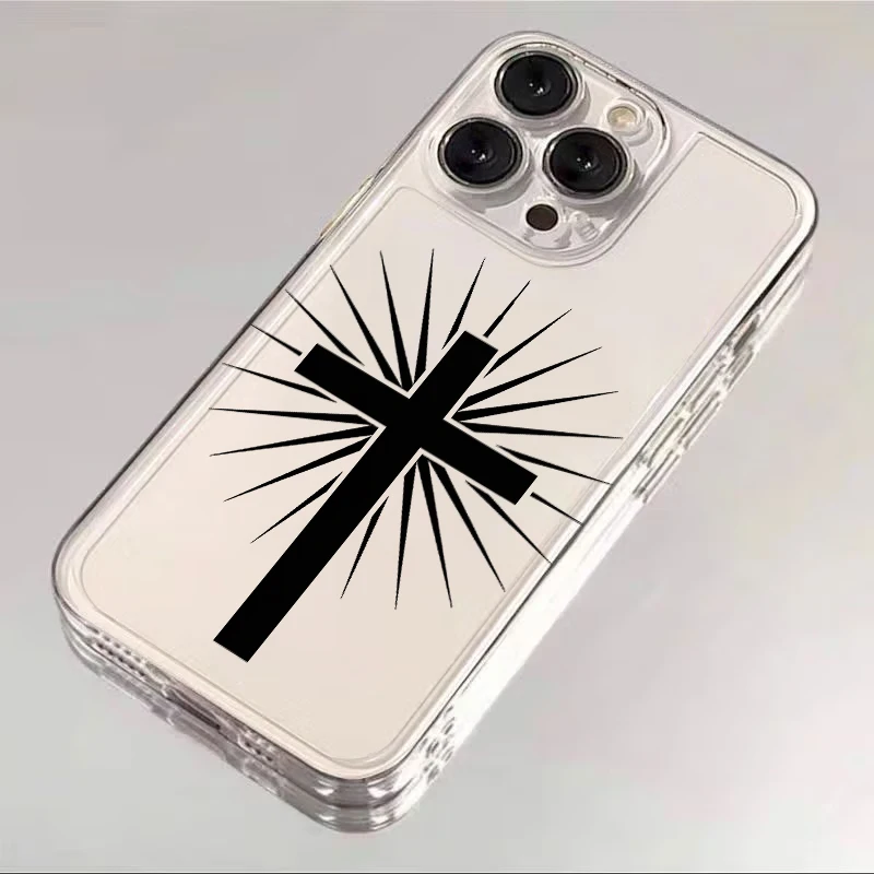 Фото Мягкий чехол для телефона для iPhone 17 Pro Max 15 14 Plus 17e Air XR 12 Mini 13 Pro XS Max 16 11 Good Luck Cross №4