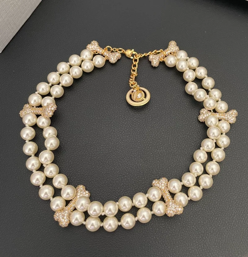 

Timeless Wonder Fancy Zircon Bone Layered Pearl Necklace for Women Designer Jewelry Trendy Gift Brand Set Rare Gothic Top 2446