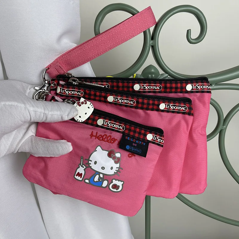 

3Pcs Kawaii Sanrio Hellokitty Coin Purse Cartoon Printing Set Combination Portable Waterproof Storage Bag Makeup Handbag Gift