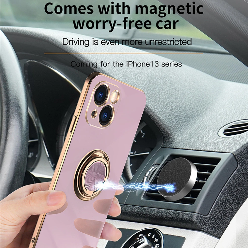 Мягкий силиконовый чехол для iPhone 13 12 Mini 11 Pro XS Max X XR 7 8 Plus SE 2 3 с кольцом-держателем