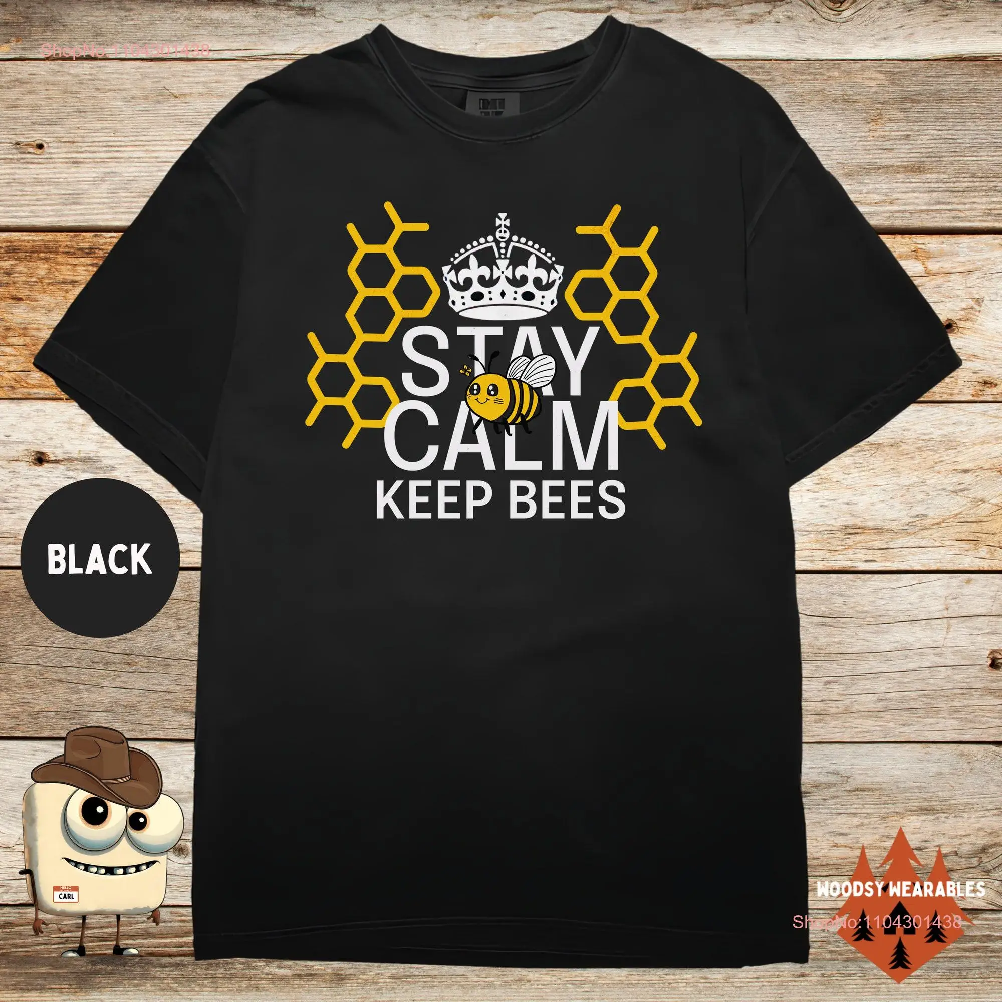 Футболка Bee Keeper Stay Calm Keep Bees пчеловодство мультяшный дизайн комфортные цвета
