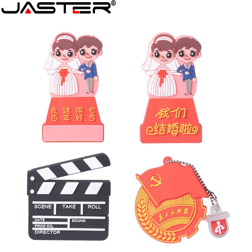 

JASTER USB 2.0 Flash Drive 64GB Cute Pink Wedding Photography Pen Drives 32GB Pendrives 16GB Plastic U Disk 8GB 4GB Memory Stick