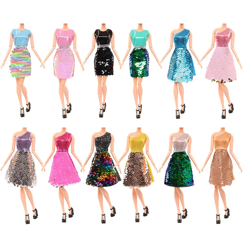 

30 см Кукольное платье с блестками, Сменное платье, Семейная Игрушка, комплект платья, кукла, сменная одежда, Модный комплект