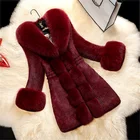 Новая утепленная женская куртка с воротником из лисьего меха для женщин среднего возраста, длинное теплое пальто из искусственного меха, пальто и куртки для женщин