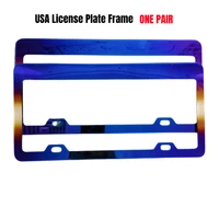 2pcs latest usa standard stainless steel car license plate frame jdm racing personality for blueing auto number plate frame acc
