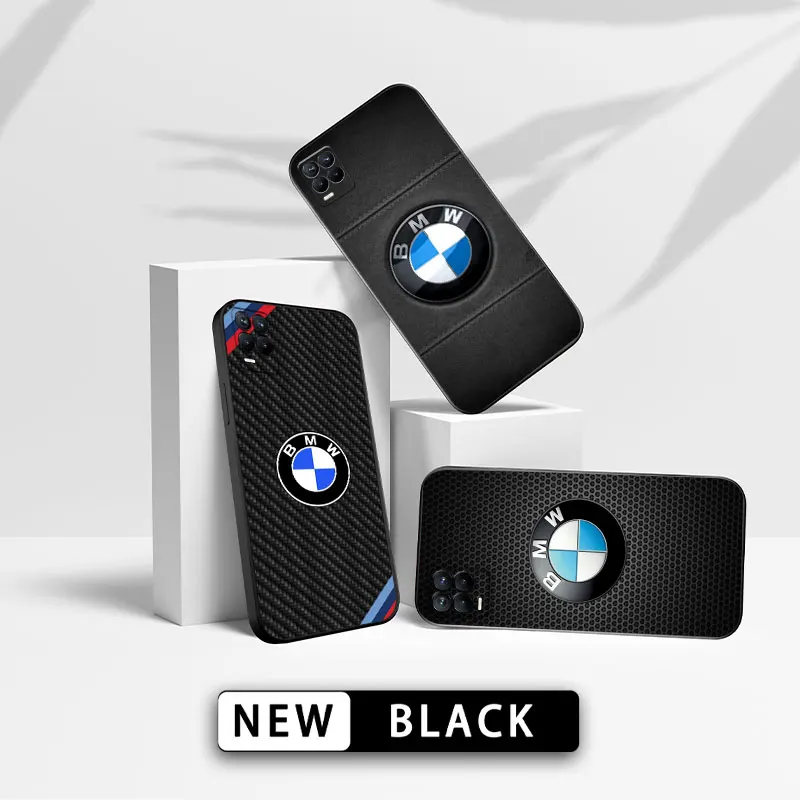 

Black BMW LOGO Square Liquid Silicone Phone Case For Realme GT Neo 7 7i 8 8i 9 Pro Plus C15 C20 C21 C21Y C31 Cover