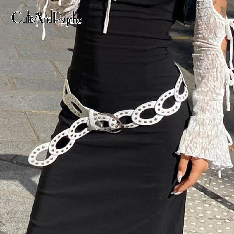 

Cuteandpsycho Aesthetic Y2K Chic PU Belts Fashion Streetwear Hollow Out Casual Women Accessaries Cute Solid Harajuku 90s Sashes