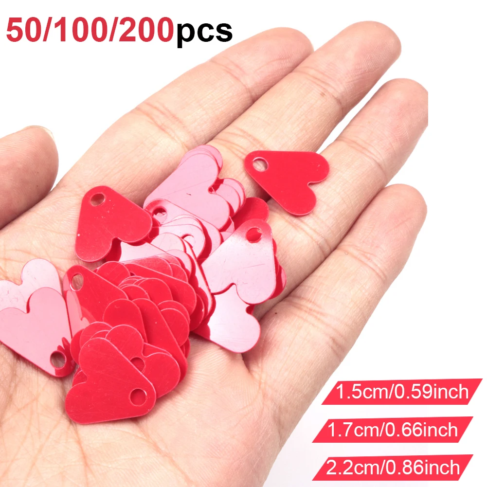 

50/100/200Pcs Fishing Bait Plastic Sheet Red Heart Shape Fishing Spoon Trout Carp Fishing Lure Spinners Tackle Accessories