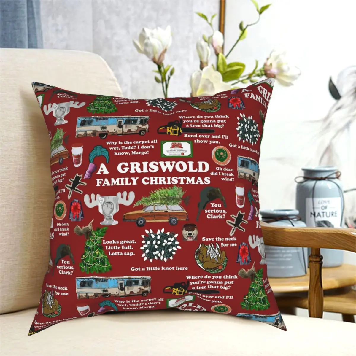 

Christmas Vacation Collage Pillowcase Printed Zip Decorative Pillow Case Sofa Cushion Cover 18"