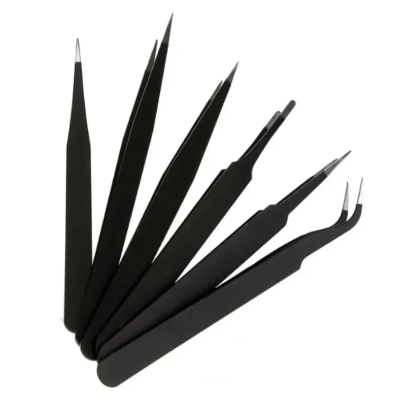 Изогнутые Прямые Черные Пинцеты Из Нержавеющей Стали Для Дизайна Ногтей