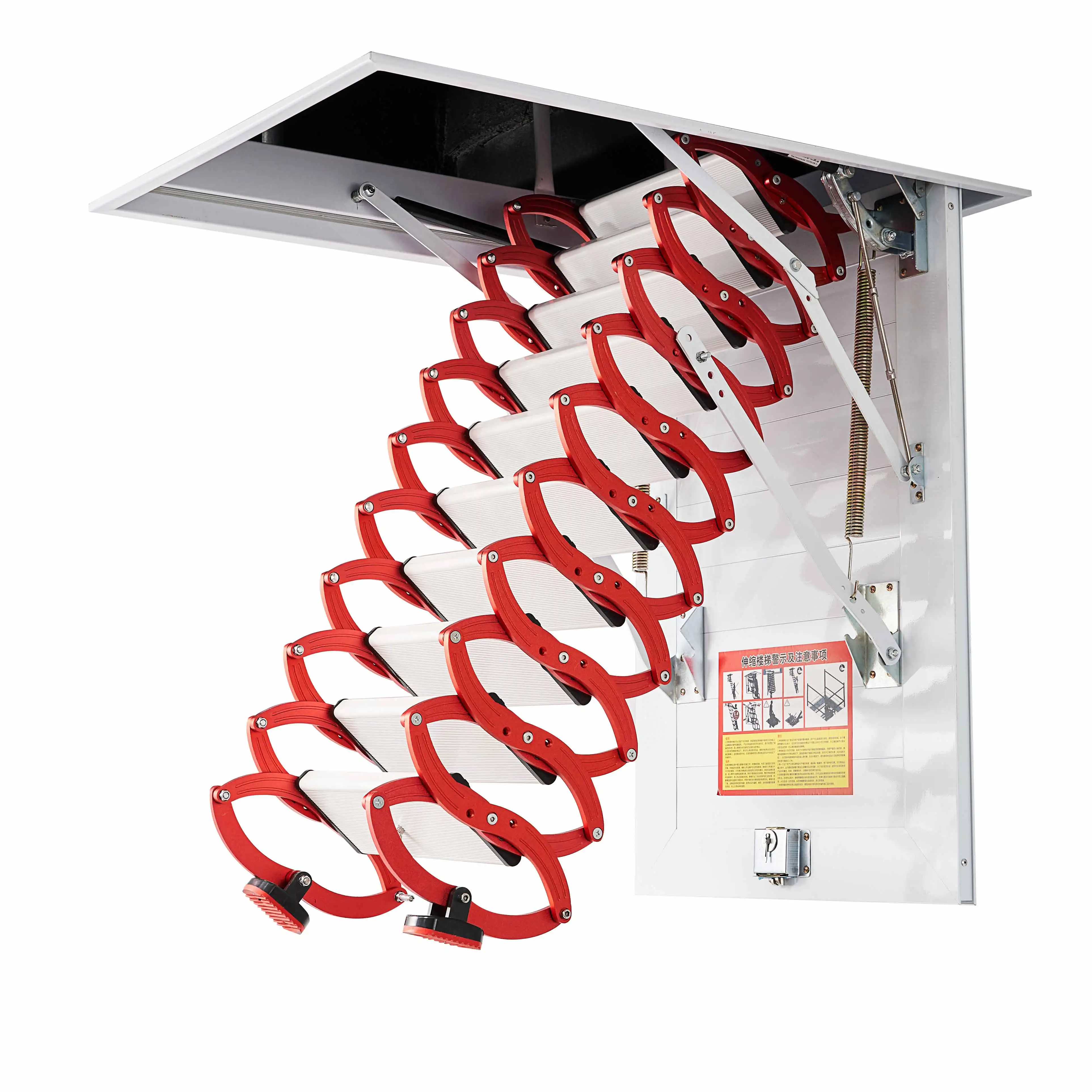 

Fully automatic concealment of retractable stairs in attic, retest of folding stairs in villa, indoor elevator