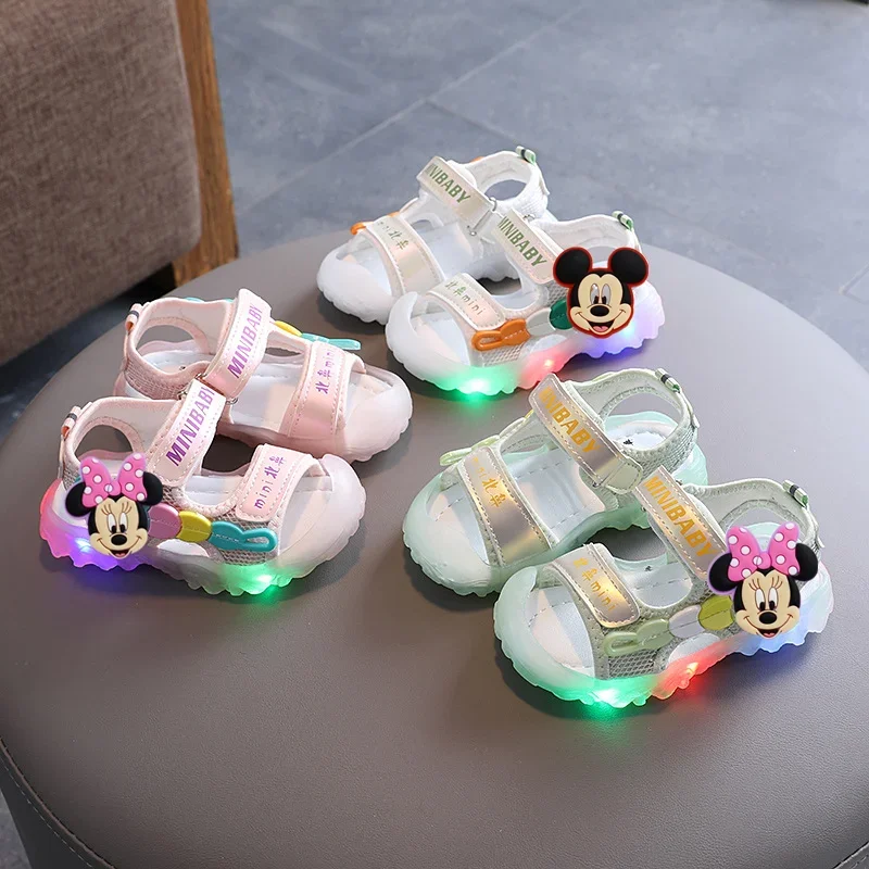 Детские светильник ящиеся сандалии Disney Minnie детская обувь для мальчиков и детской