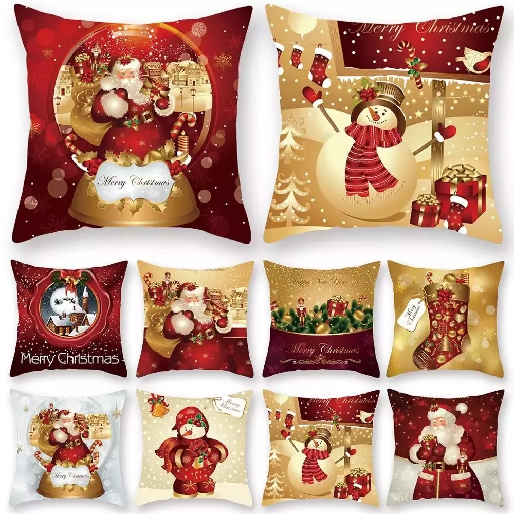 

45x45cm Christmas Pillowcase Merry Christmas Decor for Home 2020 Christmas Ornaments Xmas Gifts Navidad Noel Happy New Year 2021