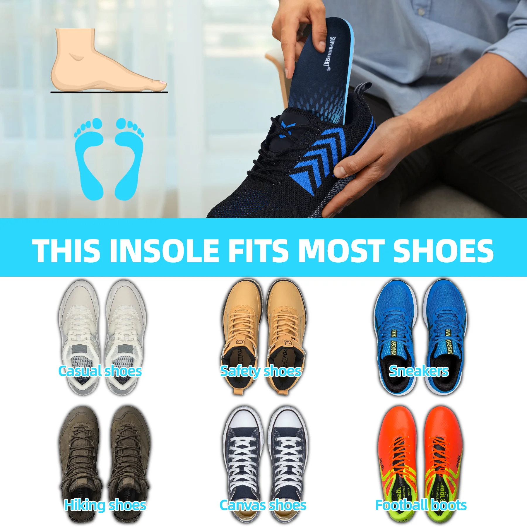 Ортопедические стельки из плюсовой ткани облегчение боли в подошвенном фасциите