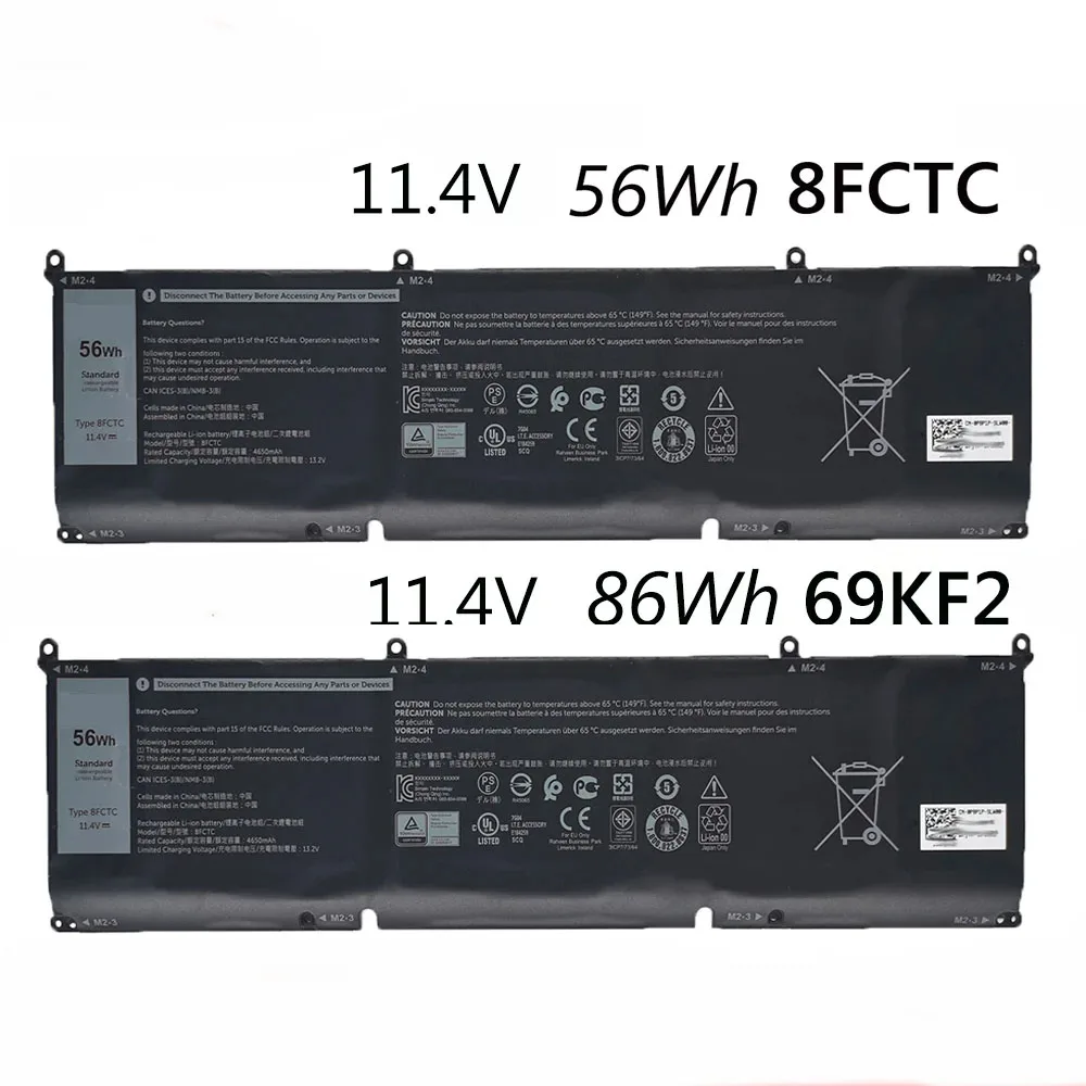 8FCTC 69KF2 11 4 В 86 Втч Аккумулятор для ноутбука Dell XPS 15 9500 Совместимый Alienware M15 M17 R3 G7 7500