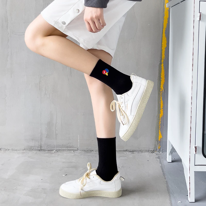3 Pairs/Box Simple Tennis Pingpong Stockings Cotton Harajuku Embroidery Soft Sport Pack Breathable Long Gifts Men Women Socks