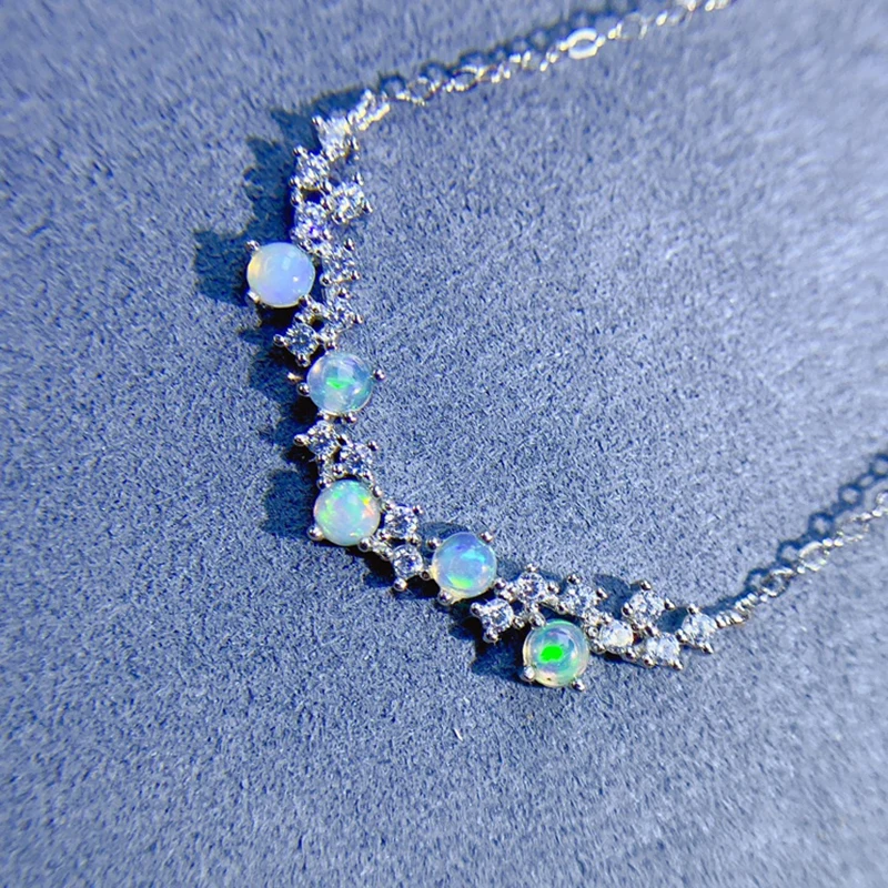 Женское ожерелье из серебра 925 пробы с роскошными драгоценными камнями покрытое
