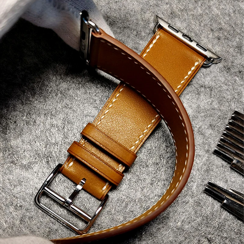 Pure Hand stitched wristband suitable for Her logo Apple iwatch8 AppleWatch7/6/5/4/3SE leather wristband 49mm 45mm 41mm
