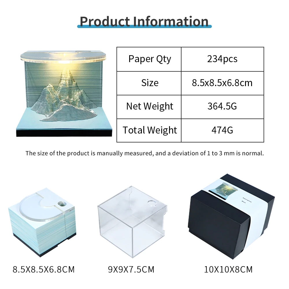 Блок записей omoshiking 3D блокнот рассвет гора светодиодный для художественная