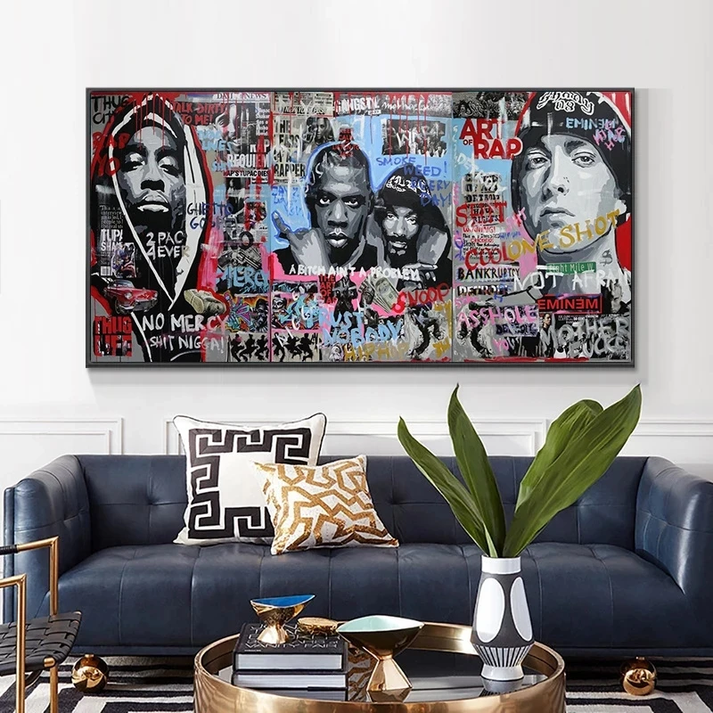 

Граффити уличное искусство рэп музыка звезда холст картина хип-хоп рэпер плакат и принты настенное искусство для гостиной Декор без рамки