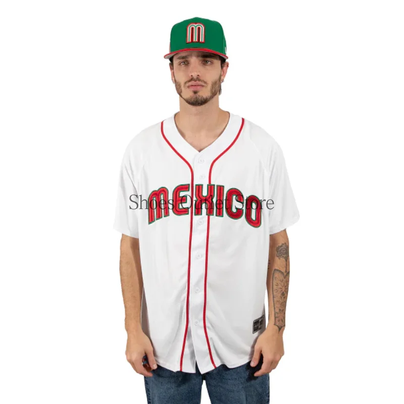 

Customize Baseball Jersey Mexico Embroidery style Personalized Baseball Shirts Harajuku sweatshirt tops