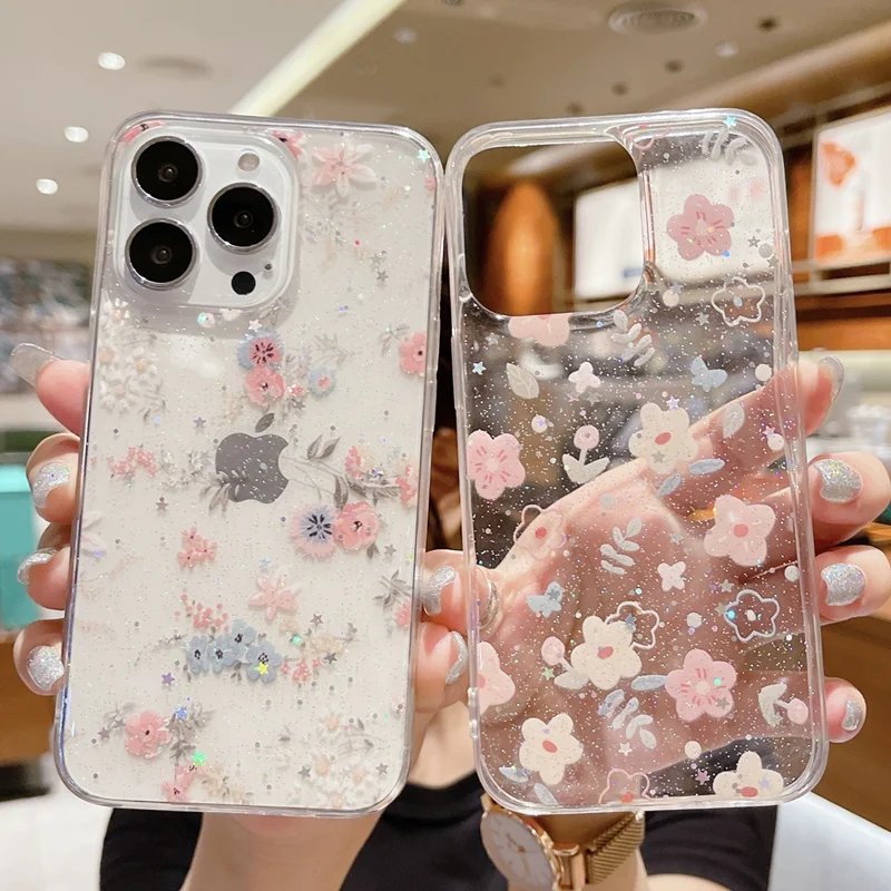 

Shiny star shell for iPhone 14 13 12 11 Pro XS Max Mini X XR 7 8 Plus SE2, ultra-thin transparent soft TPU shell Best sell Sale