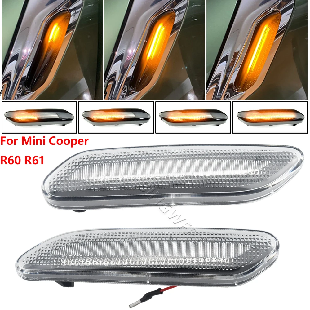 

2X Side Marker Flowing Dynamic Sequential Blinker Indicator LED Turn Signal Light For Mini Cooper R60 R61 Countryman Paceman