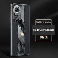 luxury carbon fiber genuine leather cover for huawei honor 50 60 pro nova 8 9 pro p50 magic3 case camera protection phone case