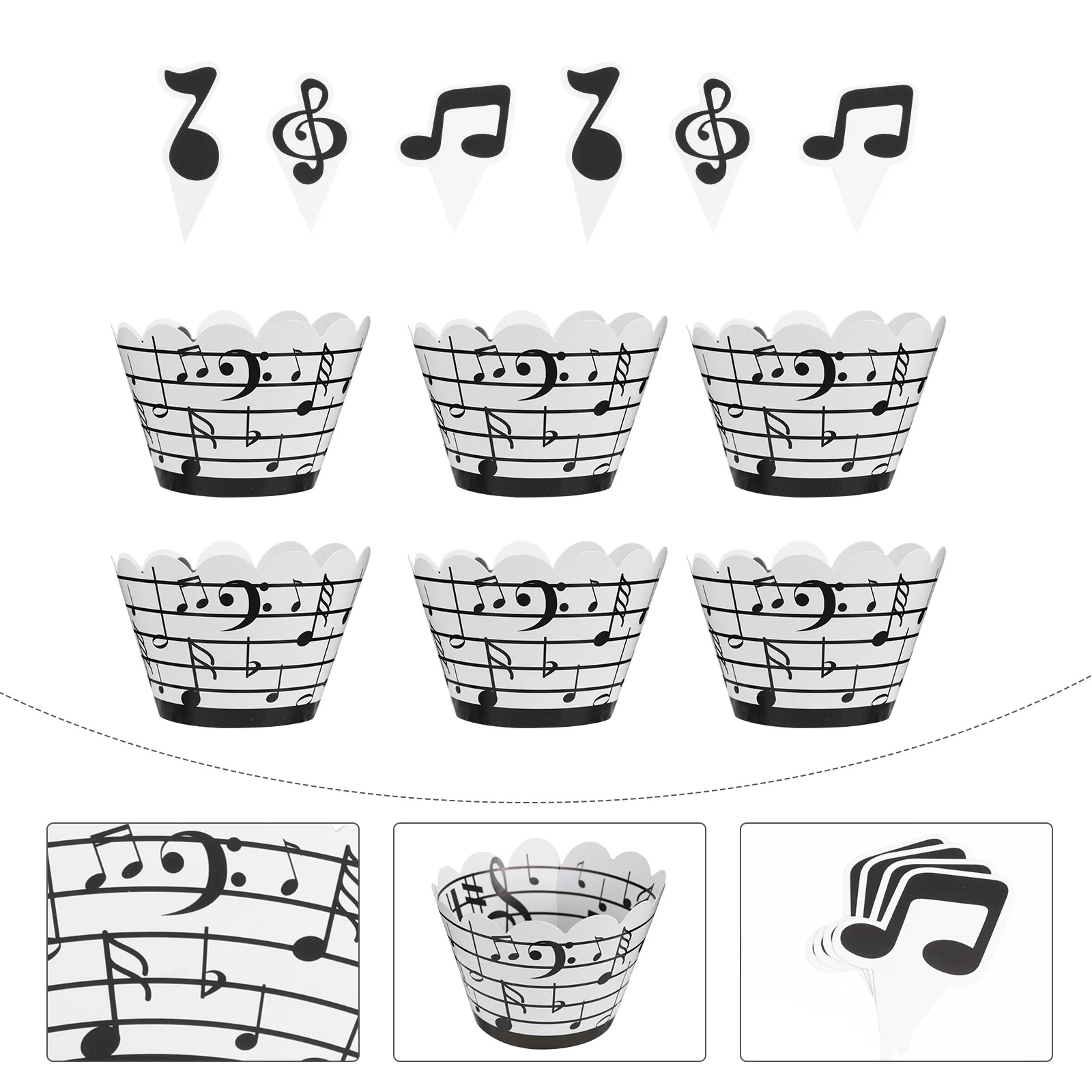 

Music Cupcake Cake Note Musical Muffin Baking Party Cups Liners Topper Picks Decorations Notes Wrapper Wrappers Symbol Birthday