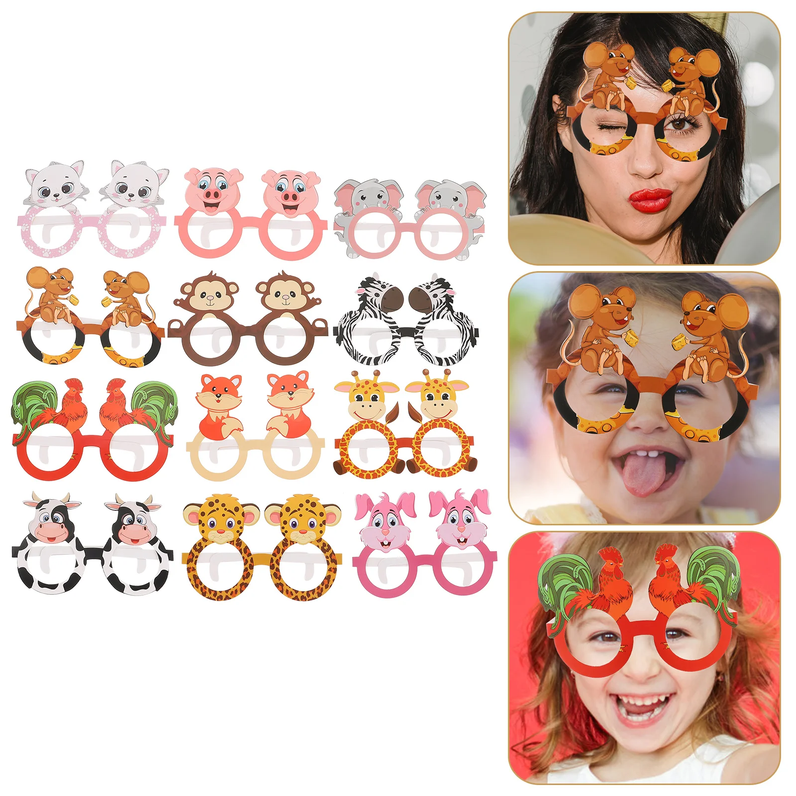 

Party Glasses Animal Farm Paper Eyeglasses Birthday Kids Animals Supplies Photo Woodland Favors Sunglasses Props Booth Costume