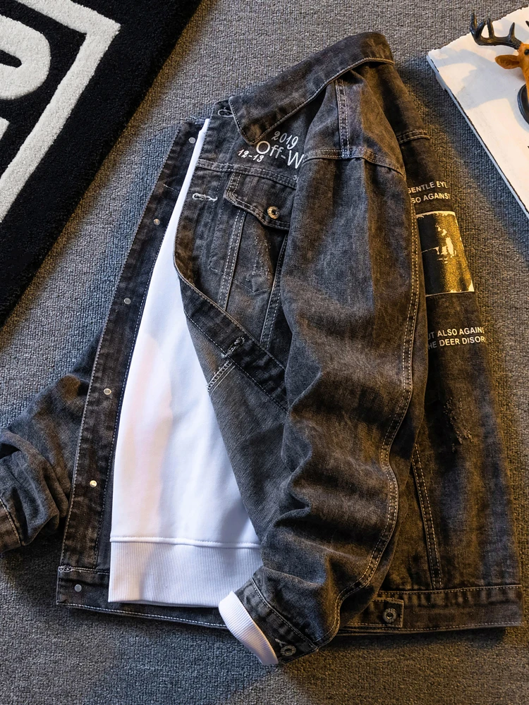 Spring New Handsome Denim coat Men's Fashion Brand Korean Slim fit Cargo Jacket Youth Casual Pu