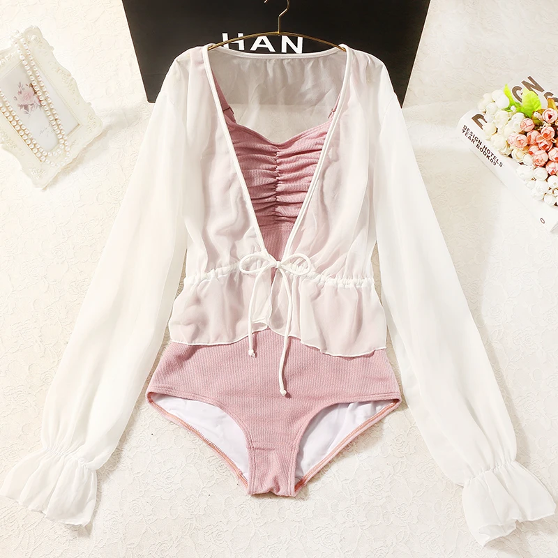 

YinFengTing New Women Solid One Piece Swimwear with Tops Summer Sexy Bathing Suit Swim Monokini Swimsuit Beach Holiday Wear 2023