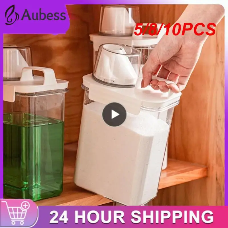 

5/8/10PCS Laundry Detergent Storage Box Plastic Laundry Detergent Container Multipurpose Dumping Spout