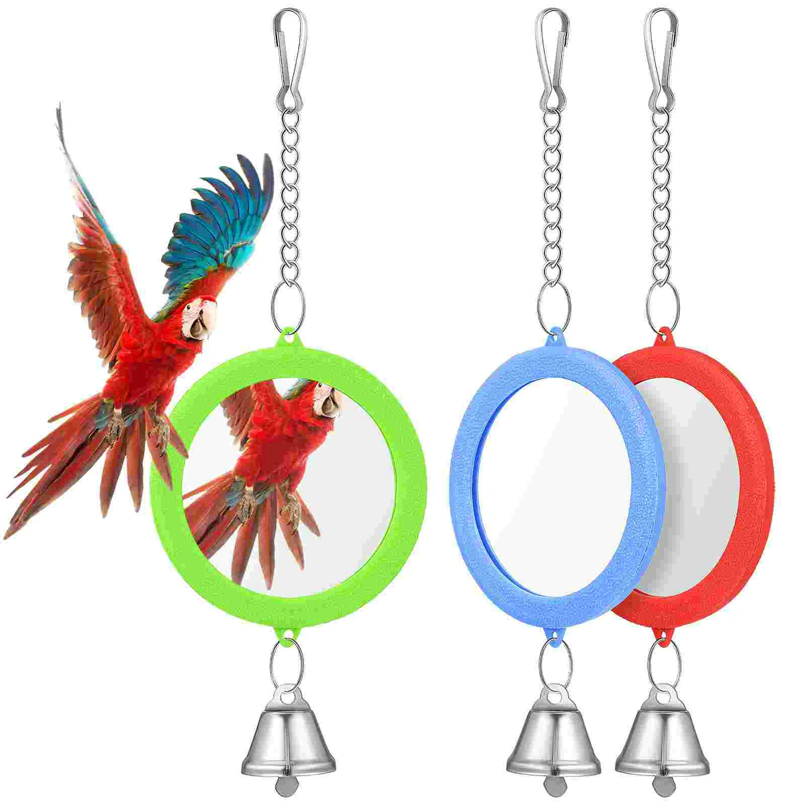 

Bird Toys Mirror Toy Parrot Cage Cockatiel Chicken Accessories Supplies Budgie Training Intelligence Parrots Parakeet Feeder Way