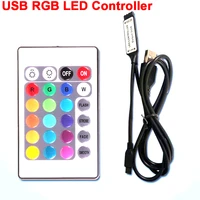 dc5v usb rgb led controller dimmer 24 key mini dual head infrared controller for dc5v rgb led strip tape lighting