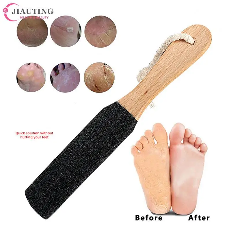 

1pcs Sides Foot File Foot Rasp Pedicure Tools Feet Dead Skin Callus Remover Wooden Handle Foot Scrubber Sandpaper Foot Care