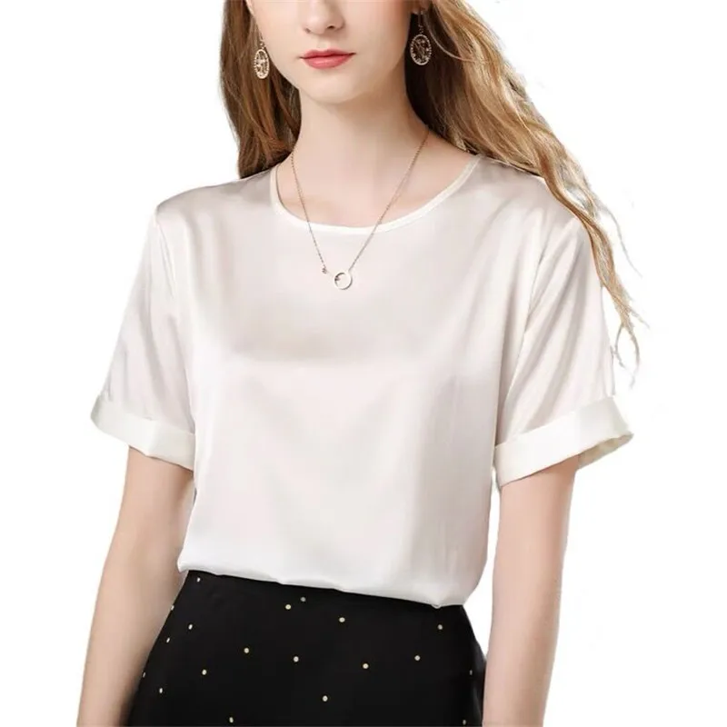  Женская базовая рубашка из искусственного шелка Blusas корейские шифоновые топы