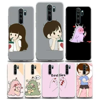 clear phone case for redmi 10c note 11 11s 11t 10 10s 9 9s 8 8t 7 pro 5g 4g plus soft silicone case cover cute couple cartoon