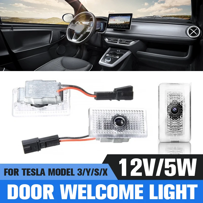 

For Tesla Model 3/Y/S/X Projector Door Step Light Interior Lights Accessories Clear Display Luxury Feeling Promotion New Design