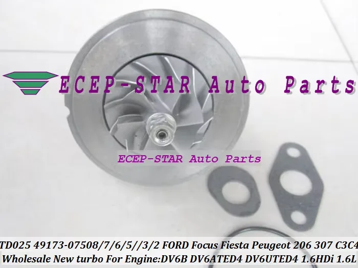 Фото Бесплатная доставка: Турбокартридж CHRA TD02 49173-07508 0375N5 для Ford Focus, Fiesta, C-MAX; Peugeot 207, 307, Berlingo; Citroen C3, C4 №1