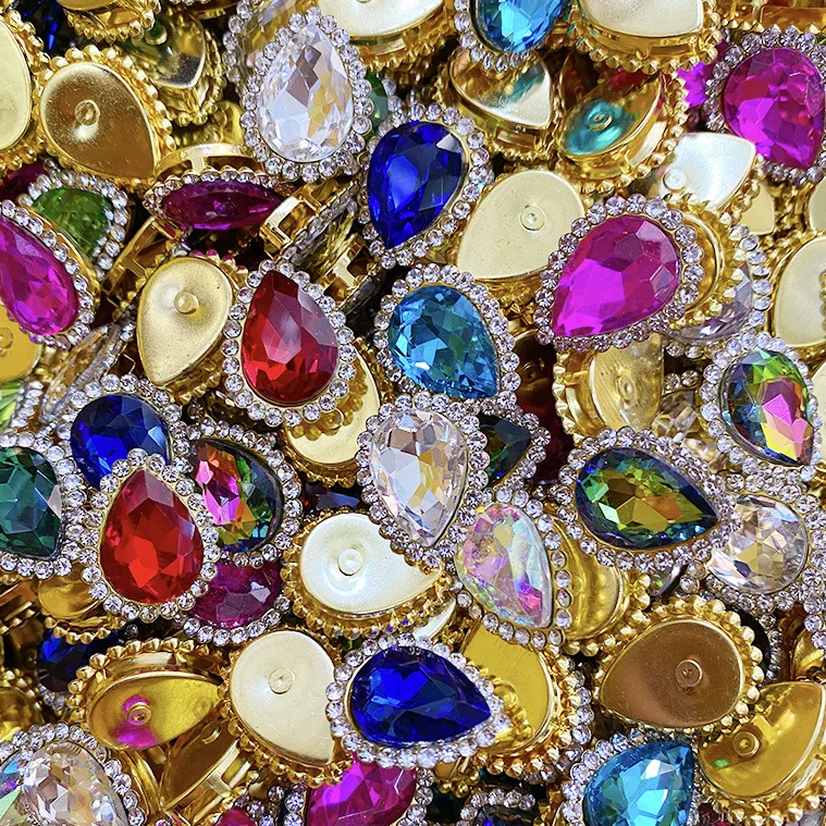 

20pcs/lot 14x18mm Crystal Glass Rhinestone Cabochons Sewing on Beads for Jewelry Making Needlework DIY Handmade Bows Supplies