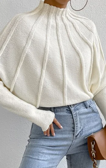 Осень/зима однотонный свитер с длинным рукавом и высоким воротником