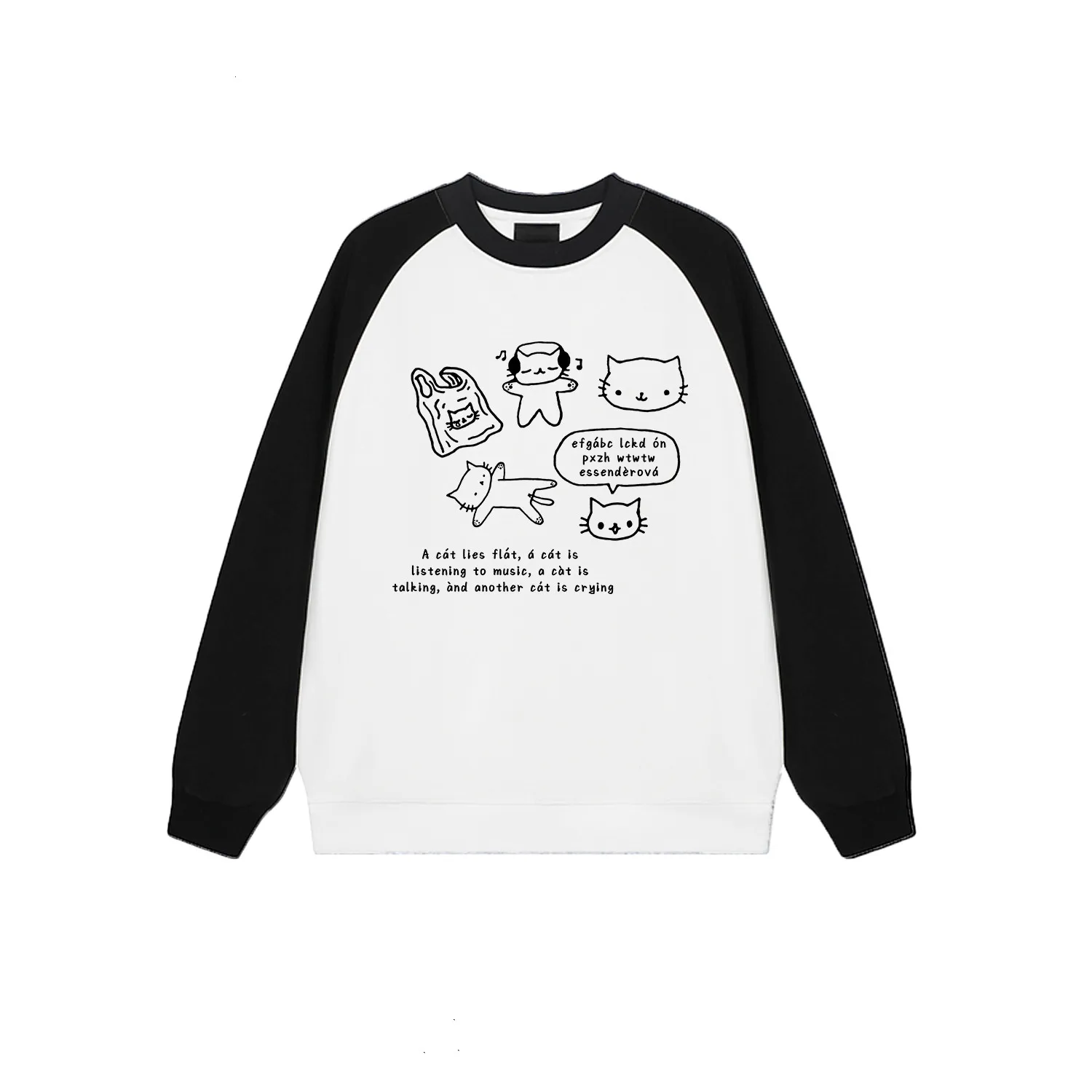 Big Brand Clearance Counter Tail Goods Women clothes Japan fashion Print Patchwork round Neck Hoodie Autumn and Winter Loose ...