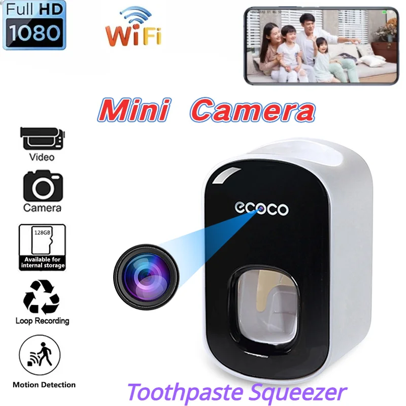 

2 In 1 Automatic Toothpaste Squeezer Mini Wifi Camera HD 1080P Wall Mount Micro Recorder Home Video Surveillance Small Camcorder