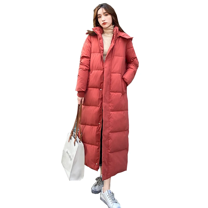 

KBAT Winter Thicken Down cotton Jacket Women's Black Windproof Long Warm Parkas 3XL Hooded Loose Casual Female Overcoat