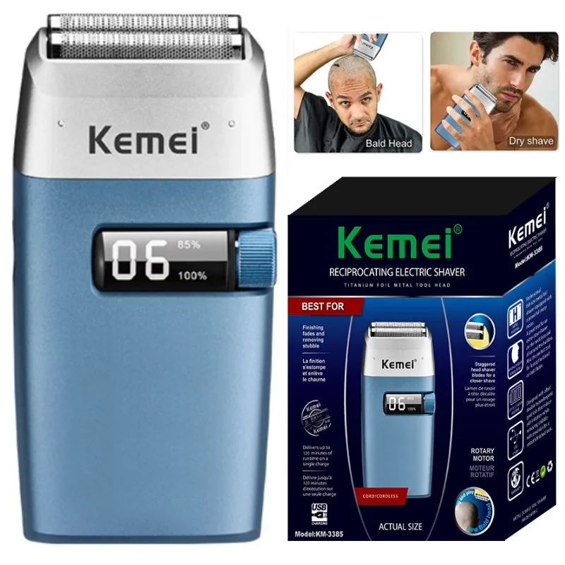 

Бритва Kemei для бритья волос и бороды, бритва для бритья, профессиональная, перезаряжаемая